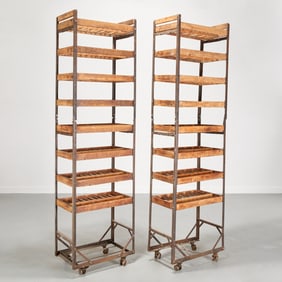 Pair antique French vintner's wine racks
