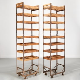 Pair antique French vintner's wine racks