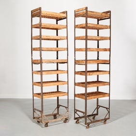 Pair antique French vintner's wine racks
