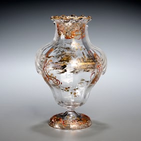 Emile Galle, enameled glass vase