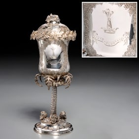 Australian Victorian silver cup and cover