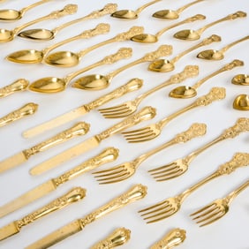 Continental silver gilt dessert service