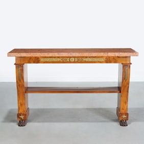 Continental Empire style figured walnut console