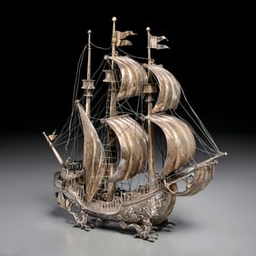 Antique Continental silver nef