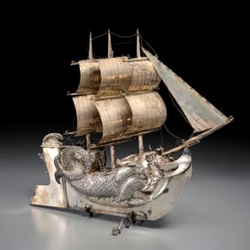 Antique Continental silver nef