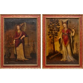 Continental School, pair oils on canvas, Sibyls