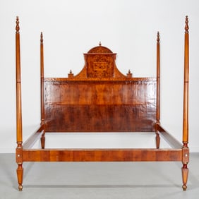 Nice Continental Neoclassical marquetry poster bed