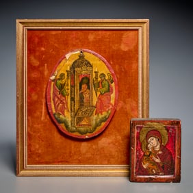 (2) Antique icons, oil and gold on panel