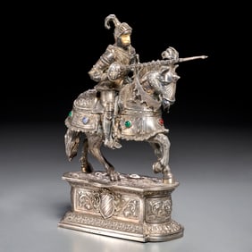 German sterling figure of knight on horseback