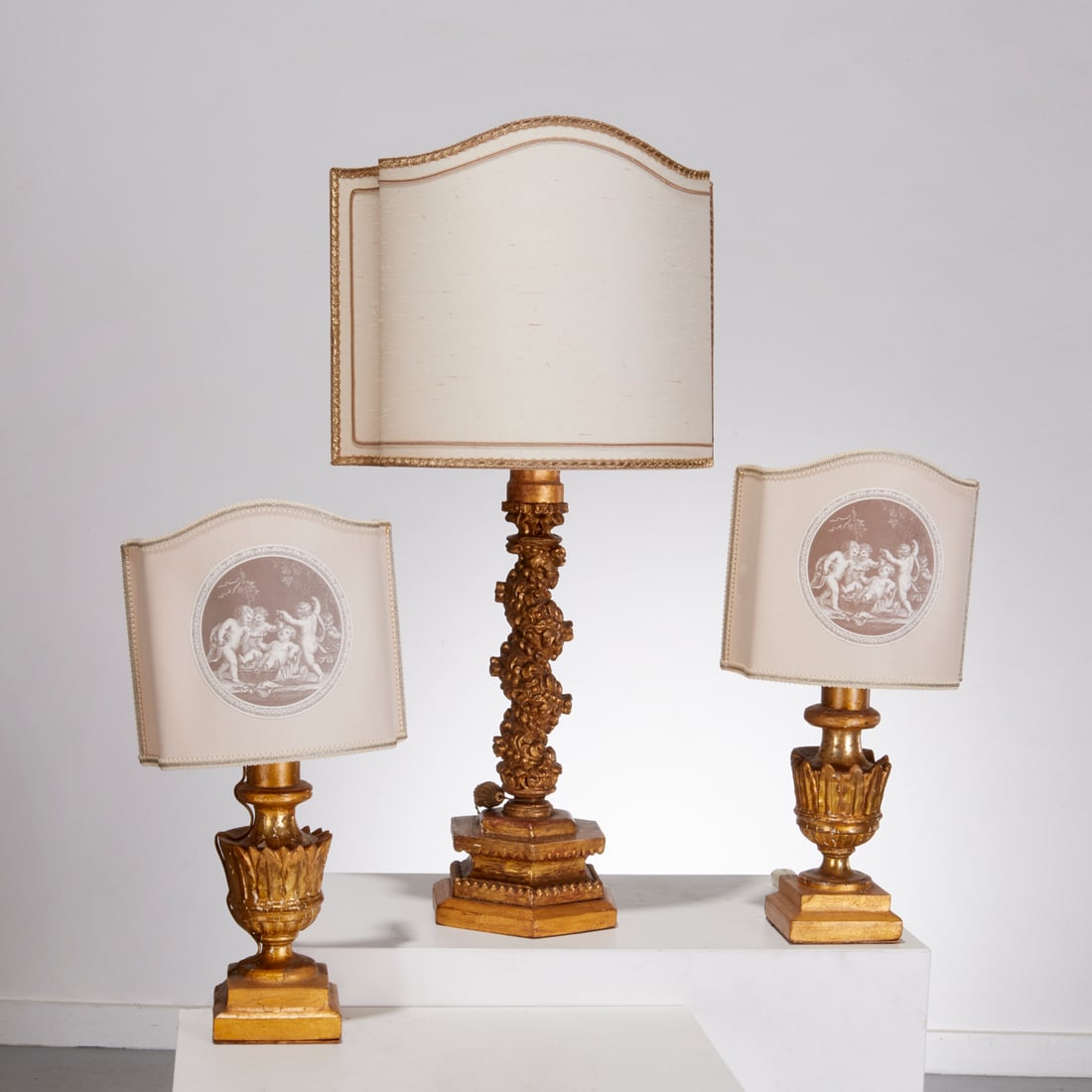 (3) Italian Baroque style giltwood table lamps (1 of 6)