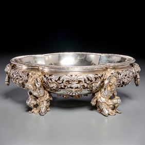 Large French silverplate centerpiece bowl