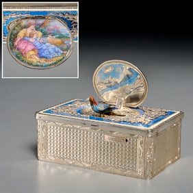 Emil Brenk silver and enamel singing bird box