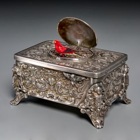 Emil Brenk sterling silver singing bird box