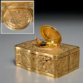 Emil Brenk silver gilt singing bird box