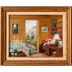 Siu Ho Lee (attrib), oil on paperboard