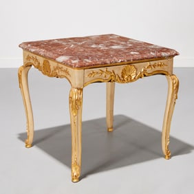 French Regence marble top table, ex Sotheby's