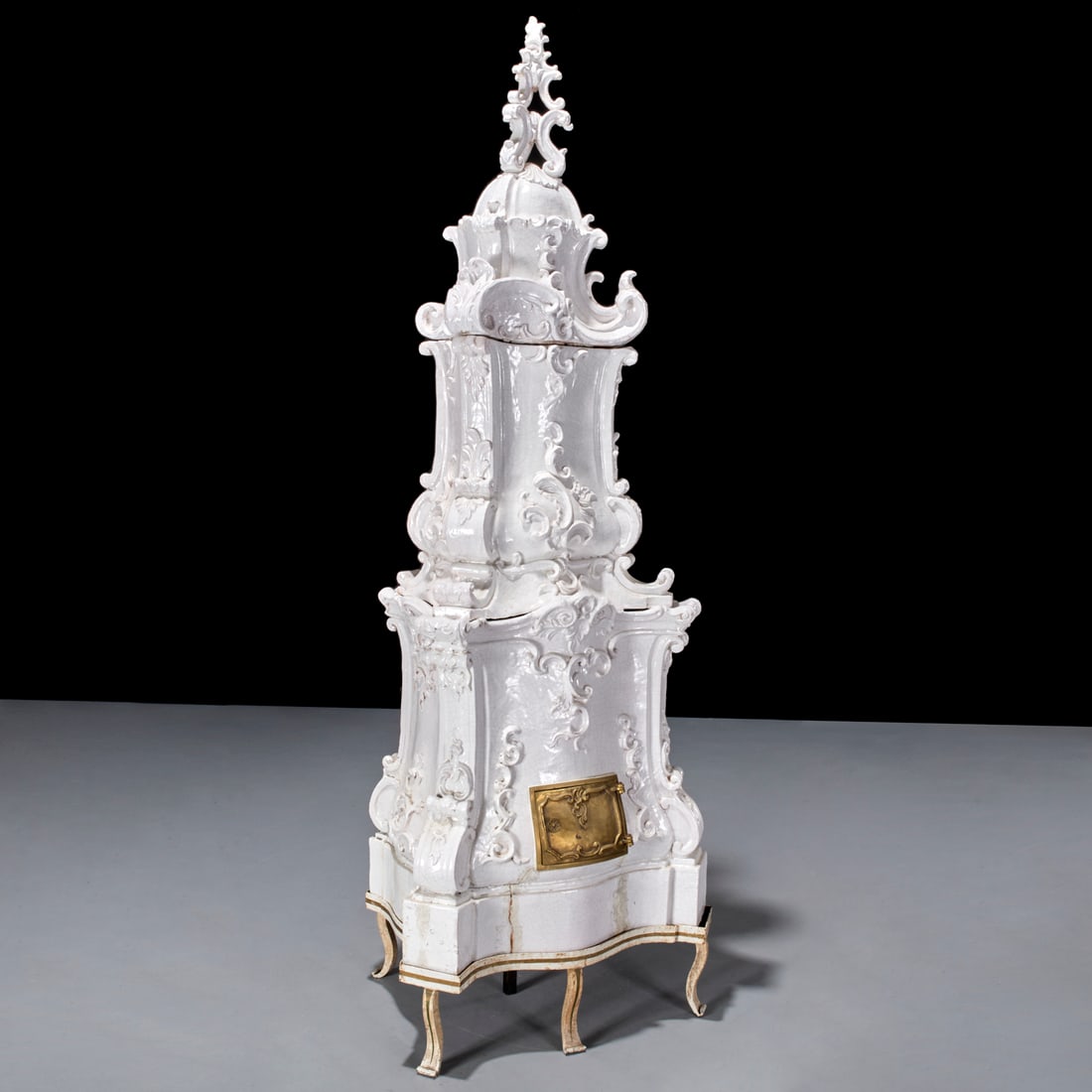 Continental Rococo style ceramic faience stove (1 of 9)