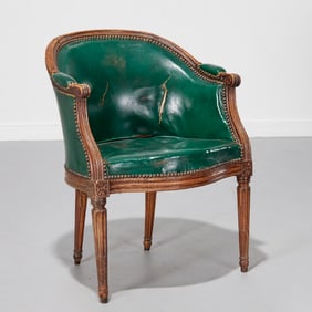 Louis XVI leather upholstered bergere