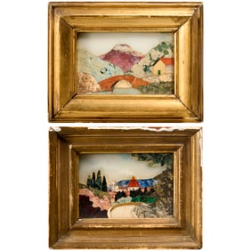 G. Ugolini, (2) miniature pietra dura plaques