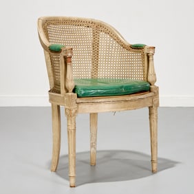 Louis XVI caned and painted bergere