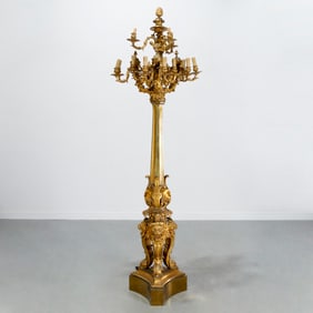 Monumental Louis Philippe gilt bronze candelabrum