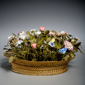 Louis XVI porcelain and tole peinte jardiniere