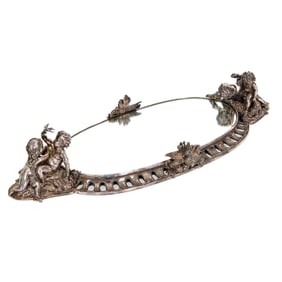 Large Napoleon III silver plated mirror plateau