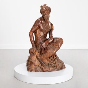 North European School, large terracotta Faun