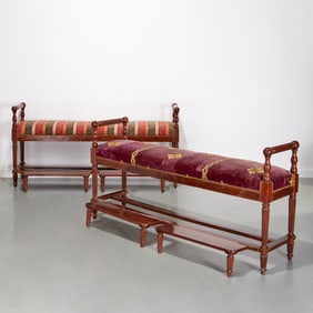 Pair Louis Philippe mahogany hall benches
