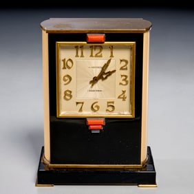 Cartier enamel and coral mantel clock
