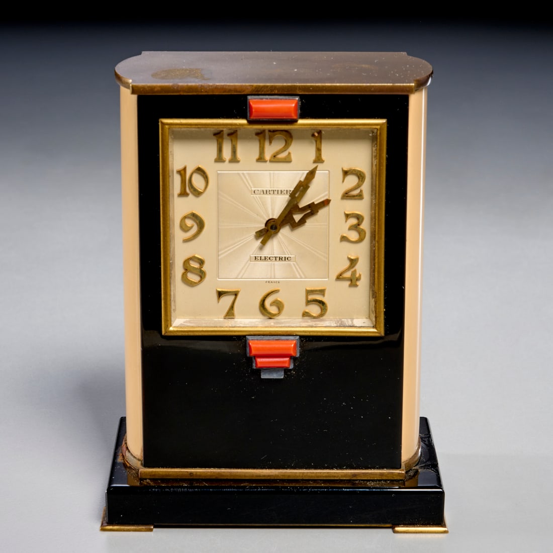 Cartier enamel and coral mantel clock (1 of 8)