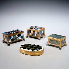 Group (4) Continental lapidary specimen boxes