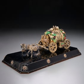 Continental silver wine barrel carriage