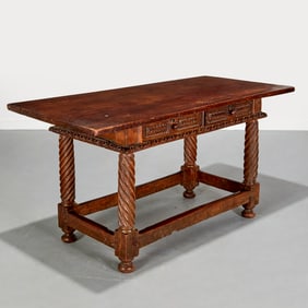 Nice Spanish Baroque carved walnut table