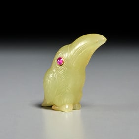 Russian hardstone hornbill figurine, ex Sotheby's