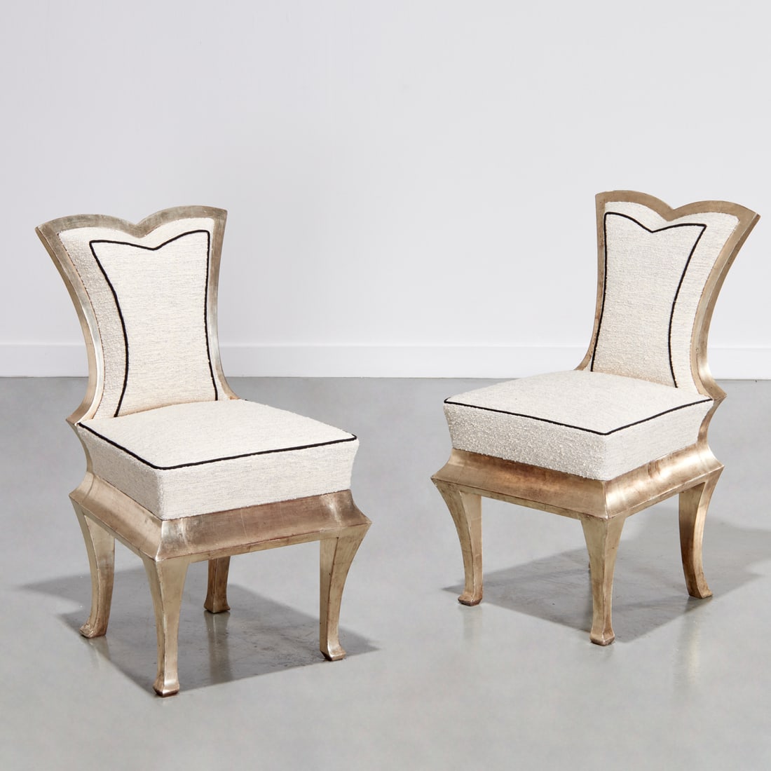 Pair French silvered wood chairs, ex Alberto Pinto (1 of 7)