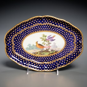 Early Sevres painted porcelain tray, ex Christie's