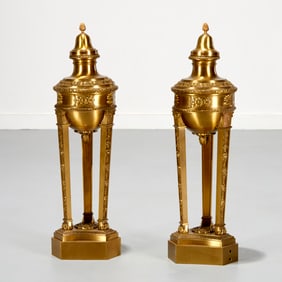 Pair French Empire bronze cassolettes