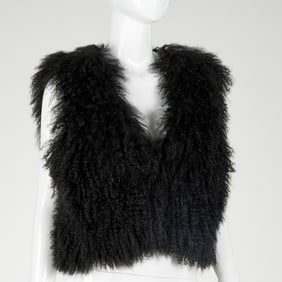 Lafayette 148 Mongolian lamb vest black