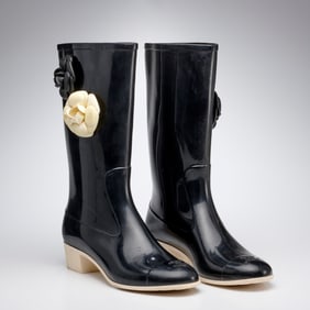 Chanel Paris Wellington Rain Boots