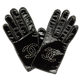 Chanel patent leather gloves