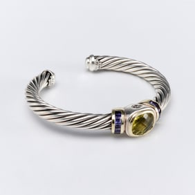 David Yurman twisted cable cuff silver & 14k