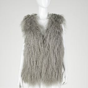 Pink Tartan Mongolian lamb fur vest