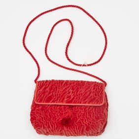 Vintage Fendi red velvet evening bag