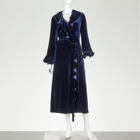 Racil London Navy velvet wrap dress