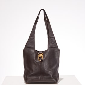 Delvaux Liaison Trotteur brown leather handbag