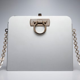 Salvatore Ferragamo Gancini silver shoulder bag
