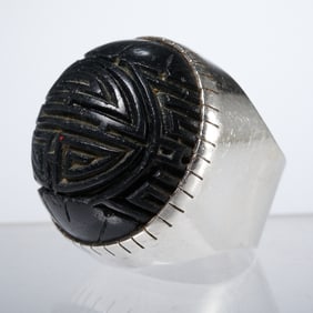 Rebecca Collins sterling & carved stone ring