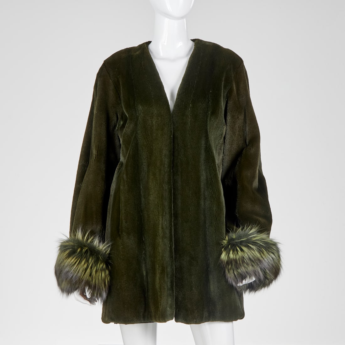Zandra Rhodes sheared & dyed green fur coat (1 of 7)