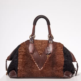 Louis Vuitton shearling ostrich trim travel bag